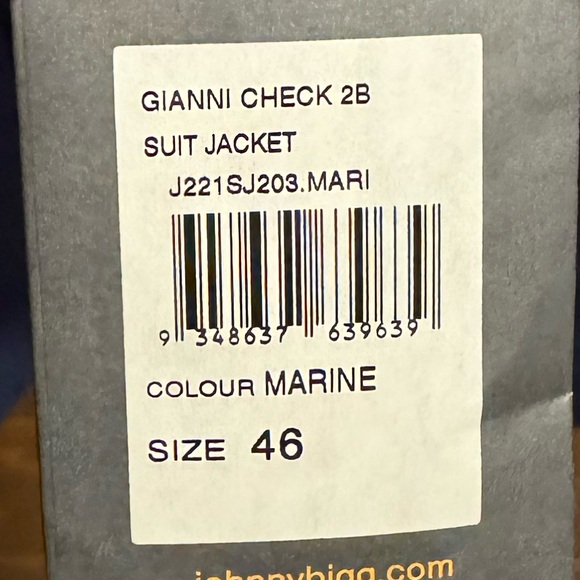 Johnny Bigg Marine Gianni Check 2B Suit Jacket Blazer, NEW, 46, 48 - Picture 4 of 8